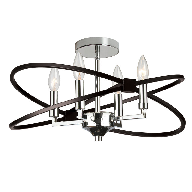 Plafonnier semi-encastré 4 lumières Paloma, Chrome poli