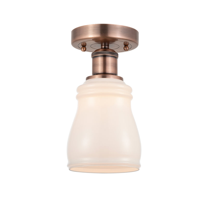 Plafonnier semi-encastré en verre Mccarver, Blanc, Cuivre antique