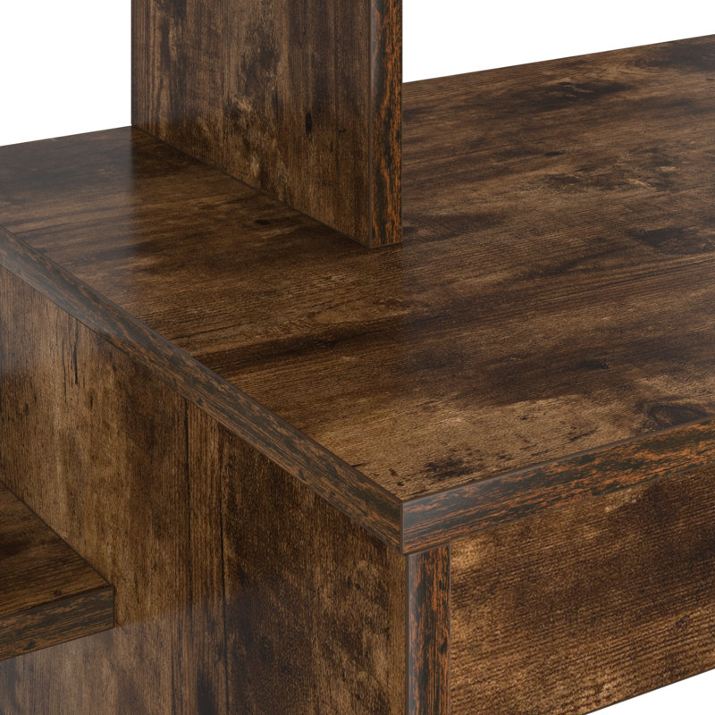 Computer Desk Particle Board Medium Shelving, Smoked Oak