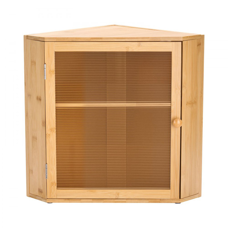 Corner Bread Box for Kitchen Counter Double Layer Bamboo Storage Container, Natural