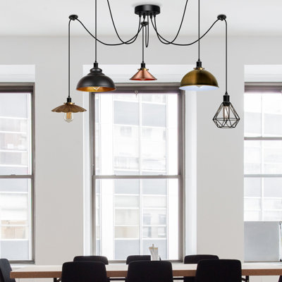 Rotella 5 - Light Black/Yellow Brass/Brushed Copper Cluster Pendant