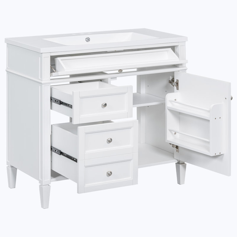 Ensemble de meuble-lavabo simple 36 po avec plateau Clancie, Blanc