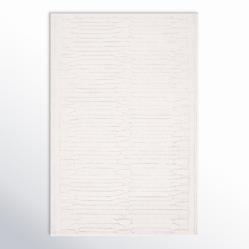 Elona Hand Tufted Wool/Cotton Area Rug in Ivory, Rectangle 6' x 9'