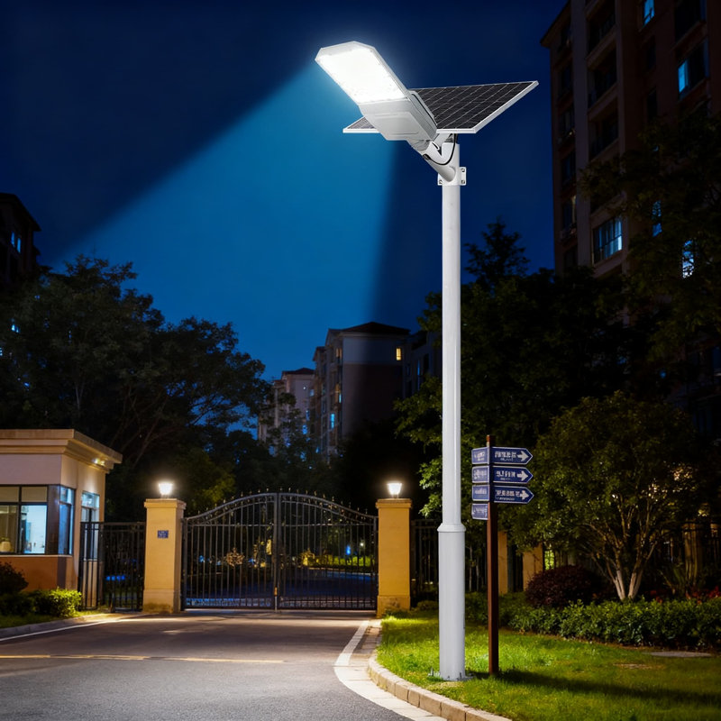 Réverbère solaire 6000W avec télécommande, projecteur de sécurité extérieur étanche IP67 pour stationnements, rues, jardins, stades, fonctionnement du crépuscule à l'aube