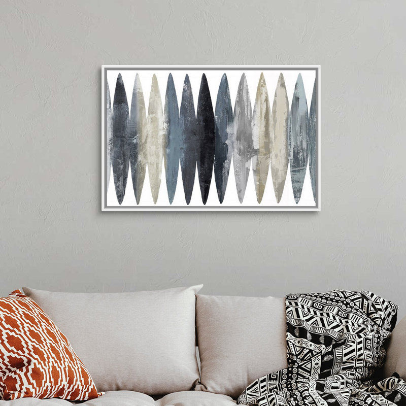 "Abstract Surfboard Gray" par David Moore - reproduction d'art sur toile, H 25,25 po x l 37,25 po, Toile avec cadre flottant