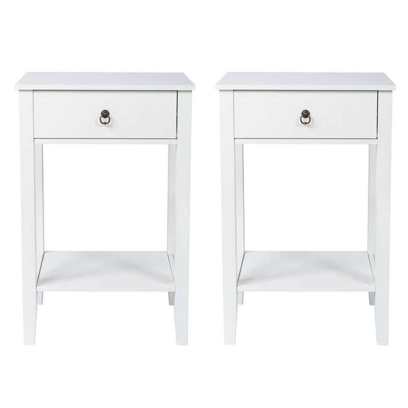 Two-Layer Bedside Cabinet Table With Drawer
