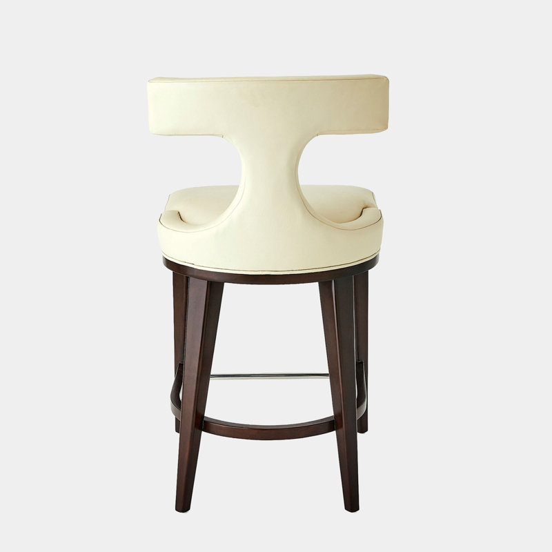 Anvil Back Counter Stool, Ivory Leather