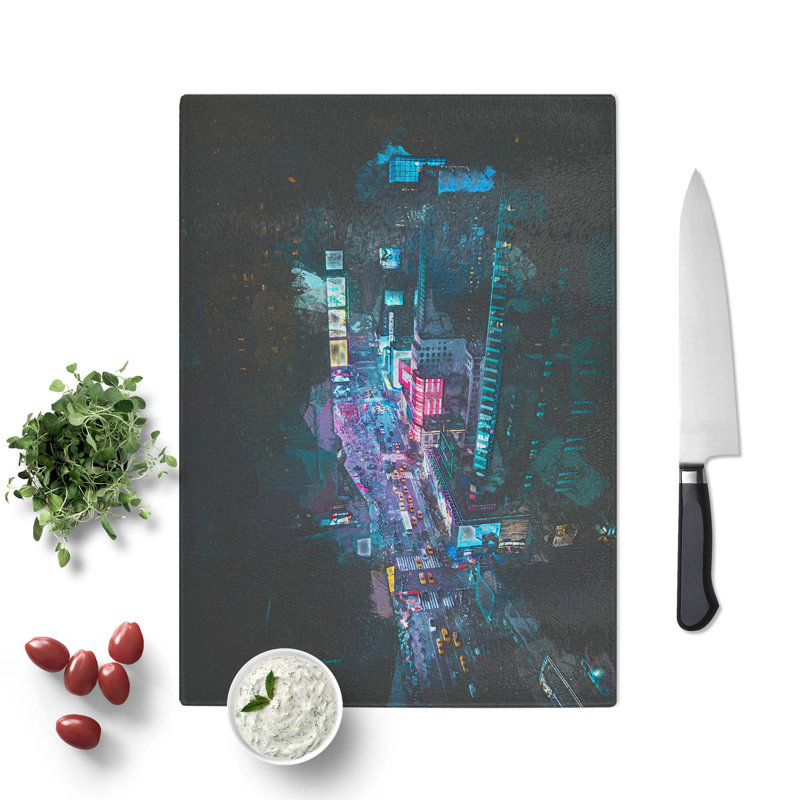 Glass Looking At Times Square in New York in Abstract Chopping Board, 39 cm W x 28.5 cm L