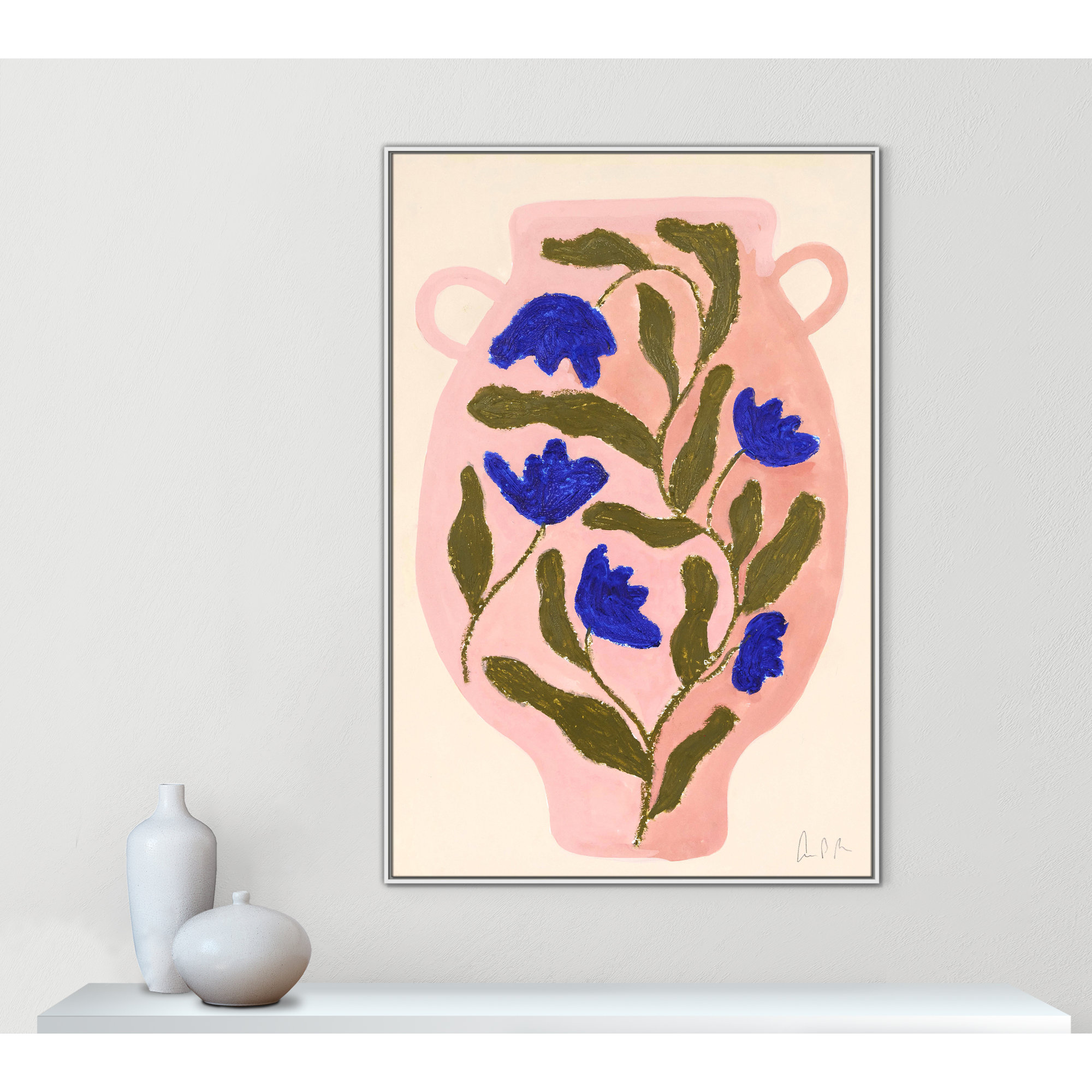 Vase No. 01 Print by Camilla Bergqvist, 61.5" H x 41.5" W, White