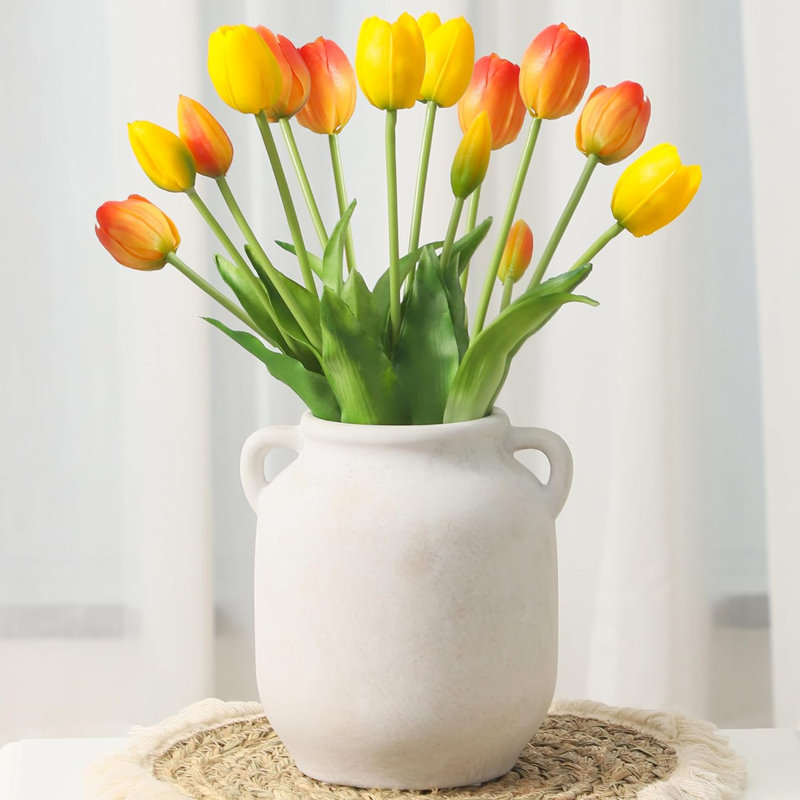 7.6" Handcrafted Rustic Ceramic Vase: Waterproof Decor for Fresh/Dried Flowers & Table Centerpieces