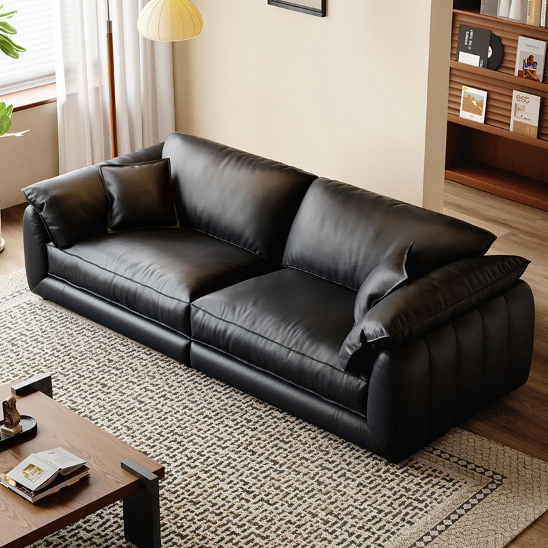 Black Genuine Leather Modular Sofa