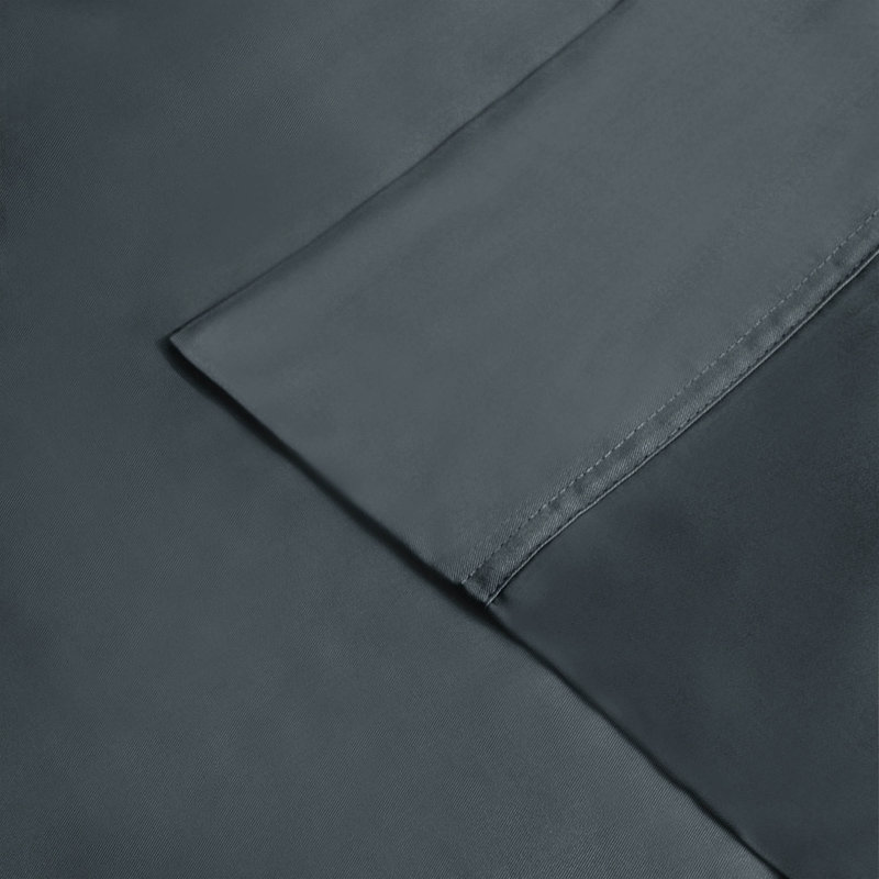 300 Thread Count Rayon From Bamboo Solid Pillowcase Set, Standard, Charcoal