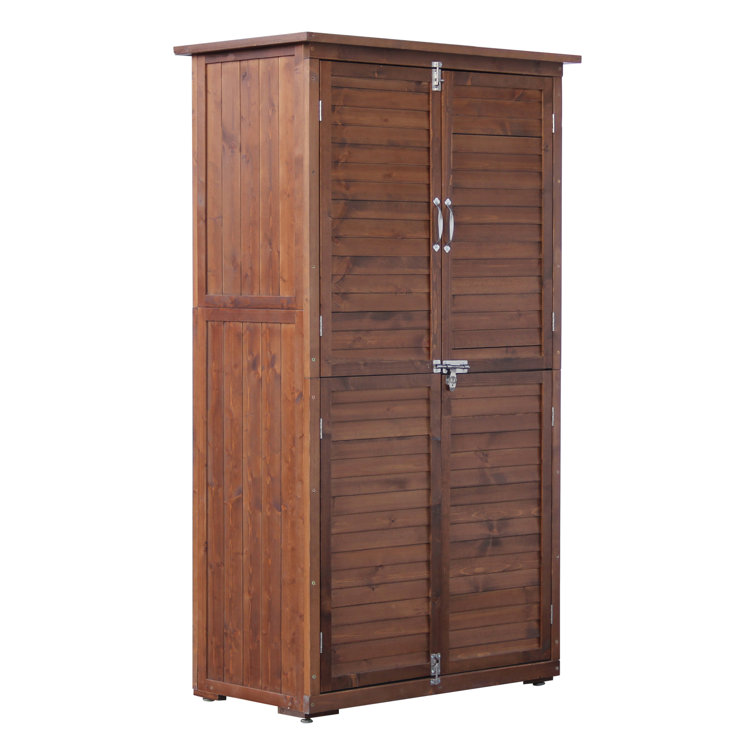 Beneouya 60-Inch Solid Wood Storage Shed With Vertical Garden Design