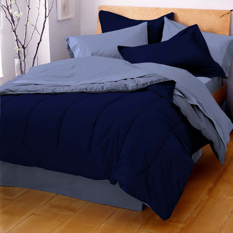 Traditional Polyester Comforter, Navy / Paprika, King