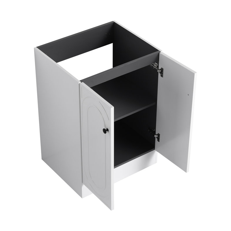 Meuble-lavabo autoportant 24 po avec portes à fermeture douce, base de rangement en contreplaqué blanc