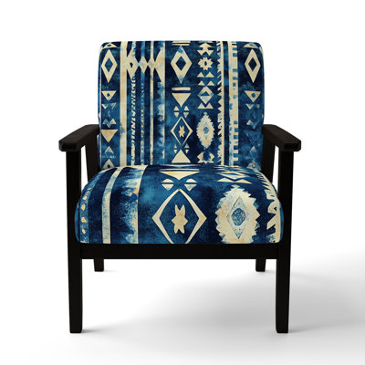 Tribal Accent Chair - Indigo Tribal Pattern Arm Chair