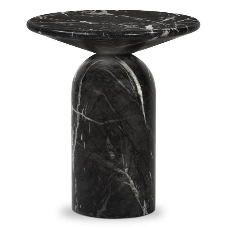 Table de bout en résine Dalissa avec finition en marbre, Marbre noir