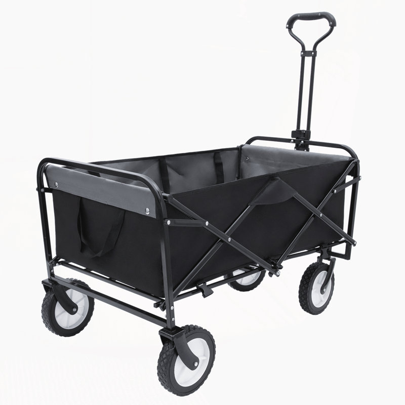 Chariot pliable pliable avec roulettes tout-terrain, Noir