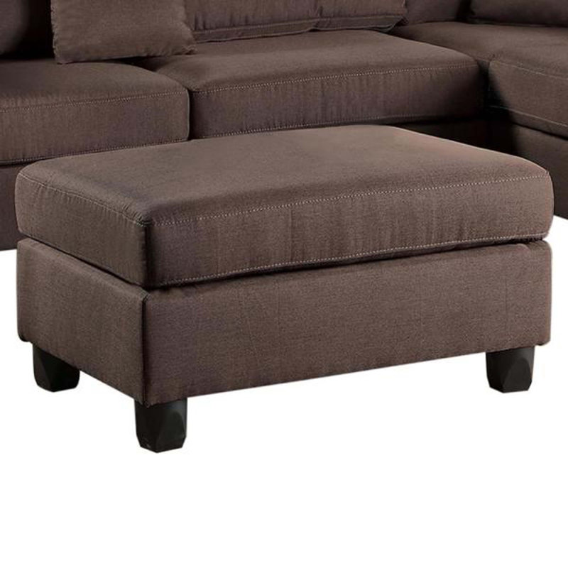 3 pièces Canapé modulaire réversible avec repose-pieds et repose-pieds, Tissu chocolat