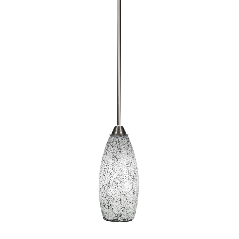 Luminaire suspendu en acier inoxydable, H 15,25 po x l 5,5 po x P 5,5 po, Argent argent, Noir / blanc