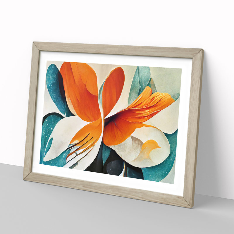 Flower Abstract Vol.7 - Single Picture Frame Print, 46cm H x 64cm W x 2cm D, Oak