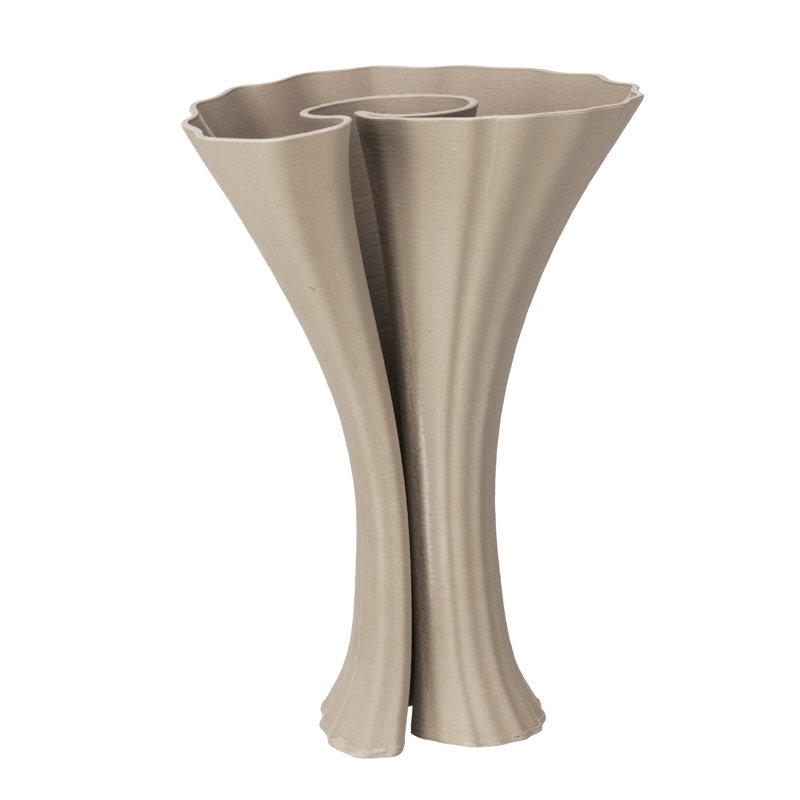 Light Grey 3D Printed Ceramic Vase, Gray, 12.9" H x 9.4" W x 9.4" D