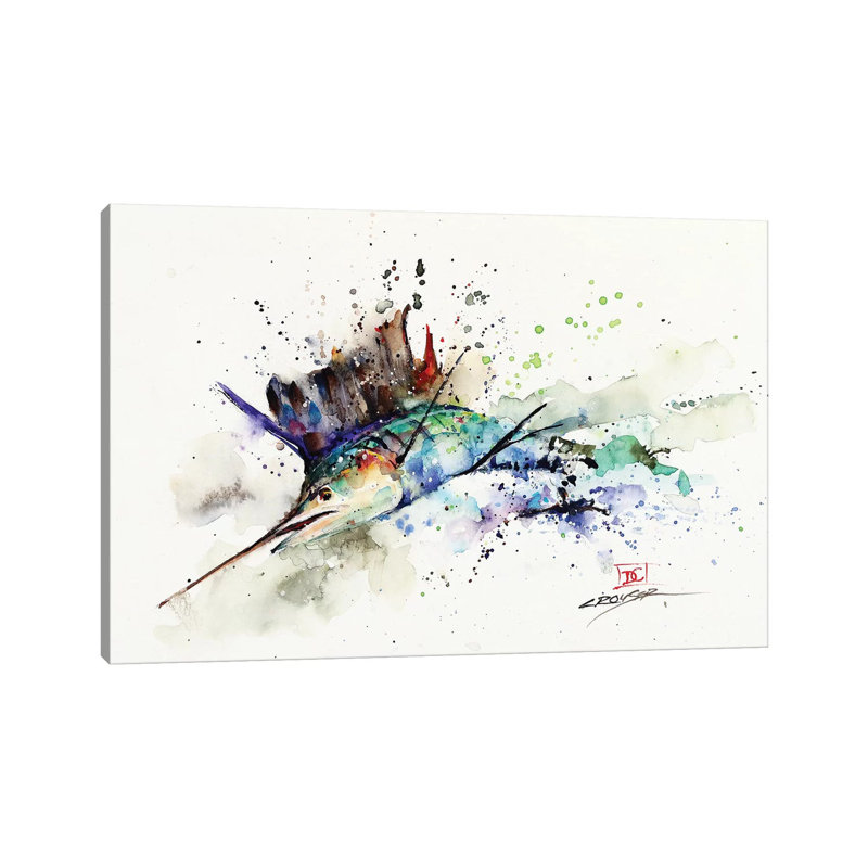 " Sailfish " by Dean Crouser, No Mat, Wrapped Canvas, 8" H x 12" W x 0.75" D