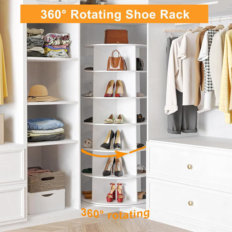 Rotating Shoe Rack Tower 7-Tier Handbag Storage Organizer Display Carousel