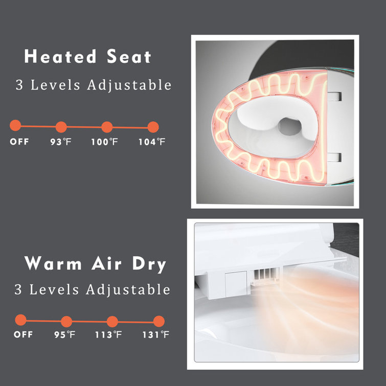 Smart Toilet with Bidet Built In, Intelligent One Piece Toilet , Auto Open/Close Seat Foot Sensor