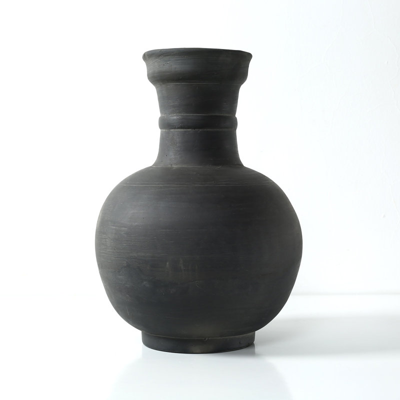 Approx.16" Earthy Gray Pottery Vase Globular Shape