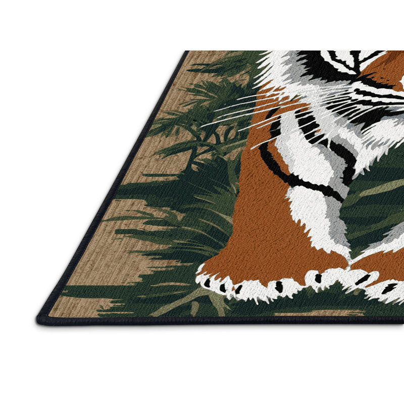 Washable Swamp Tiger Big Cats Area Rug, Runner 2' x 5'