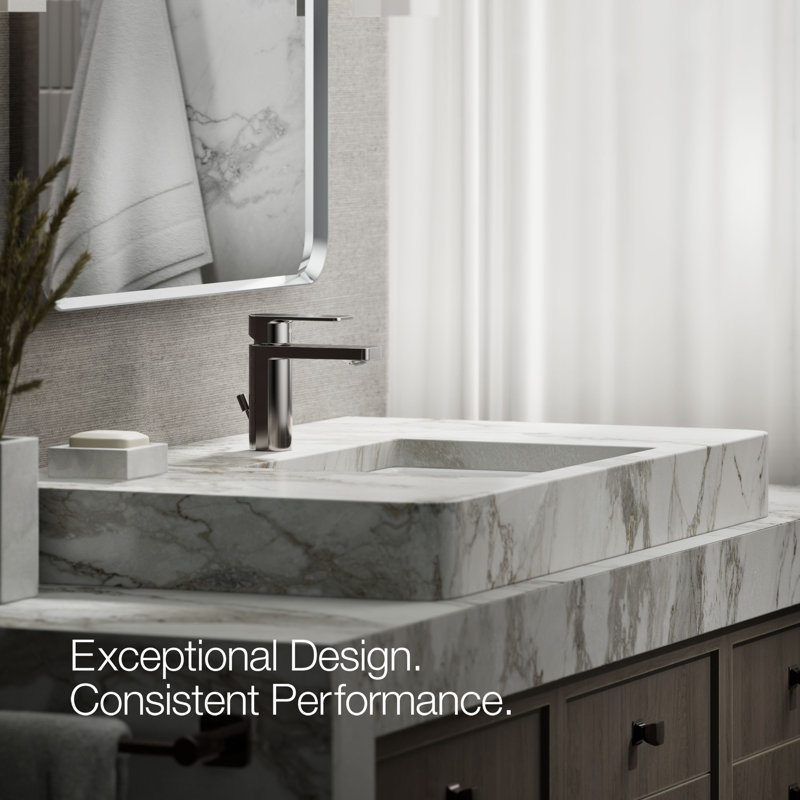 Parallel Single Hole Bathroom Faucet with Drain Assembly, Vibrant Titanium