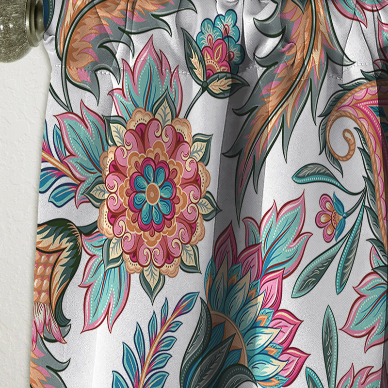 Colourful Floral Paislery - Paisley Floral Blackout Curtain Single Panel, 52" W x 120" L