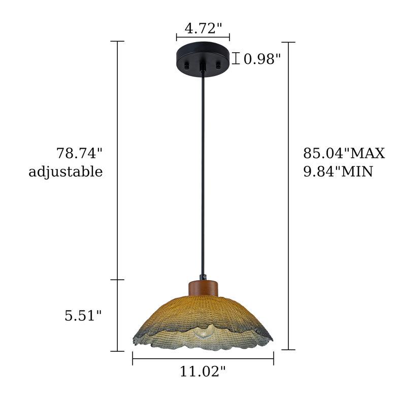 Luminaire suspendu en verre rétro 1 lumière