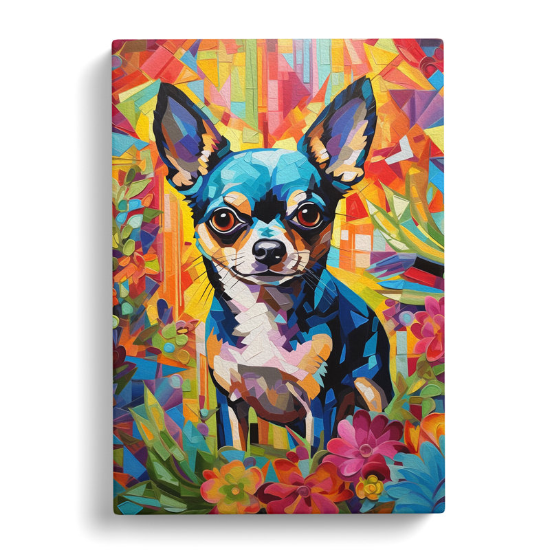 Chihuahua Hard Edge Painting - Wrapped Canvas Print, 60cm H x 40cm W x 3cm D