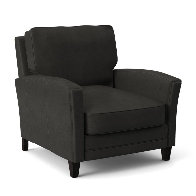 Zion Armchair, Aline Light Gray Stonewash Genuine Leather, Plantation
