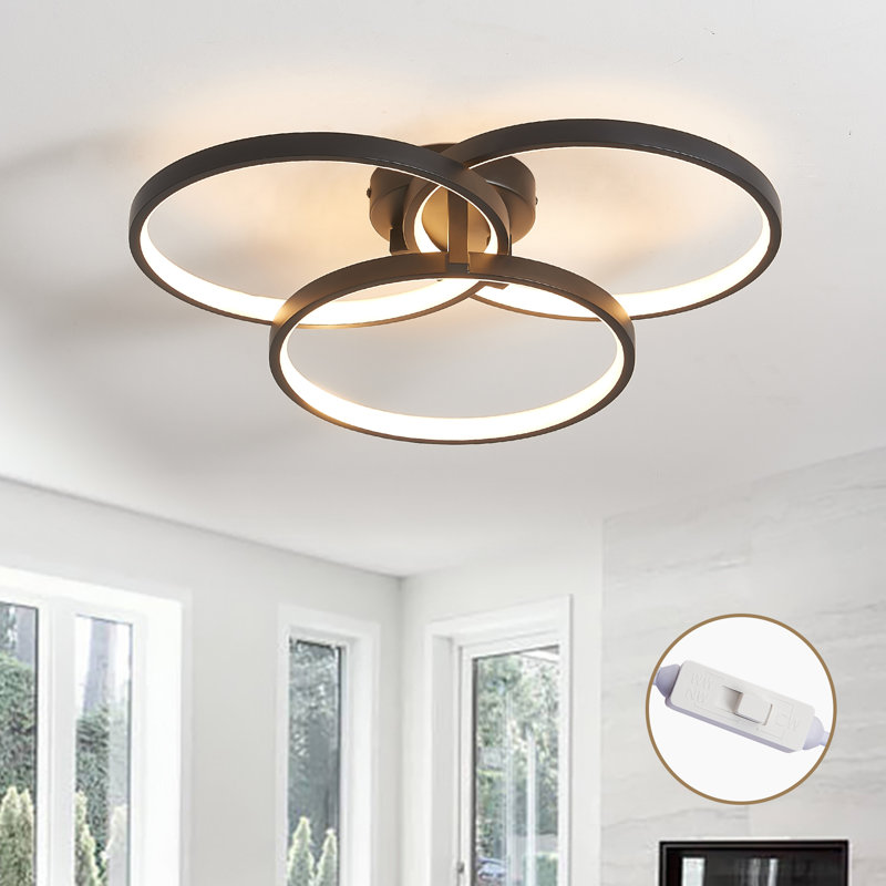 Modern 3-ring Led Flush Mount Ceiling Light With Adjustable Color Temperature For Bedroom Living Room