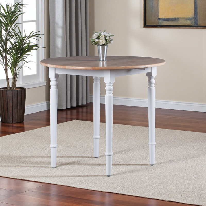 Skyler and Double Drop Leaf Dining Table, White, Natural