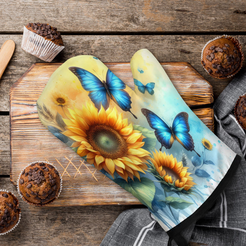 Ailes sur tournesol en coton sergé Wings on Sunflowers