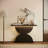 Semi-circles Console Table With Led Light And 3d Hammer-shaped Texture