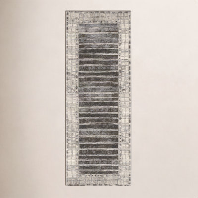 Boden Charcoal Ivory Striped Outdoor Rug