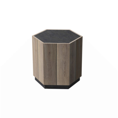 Hexagonal Rural Style Garden Retro With Drawer Living Room Corner Table Bedroom  Bedside Table , Textured + Warm