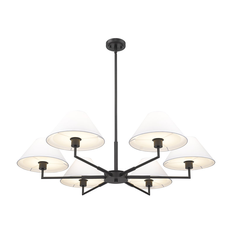 Lustre classique à 6 lumières à abat-jour Ryckman, Noir mat