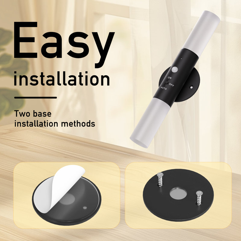 Battery Operated Wall Sconces Lights With Motion Sensor, ,1pc, Black
