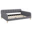 Grand lit de jour rembourré avec 4 pieds de support robustes, lit plateforme confortable, gris