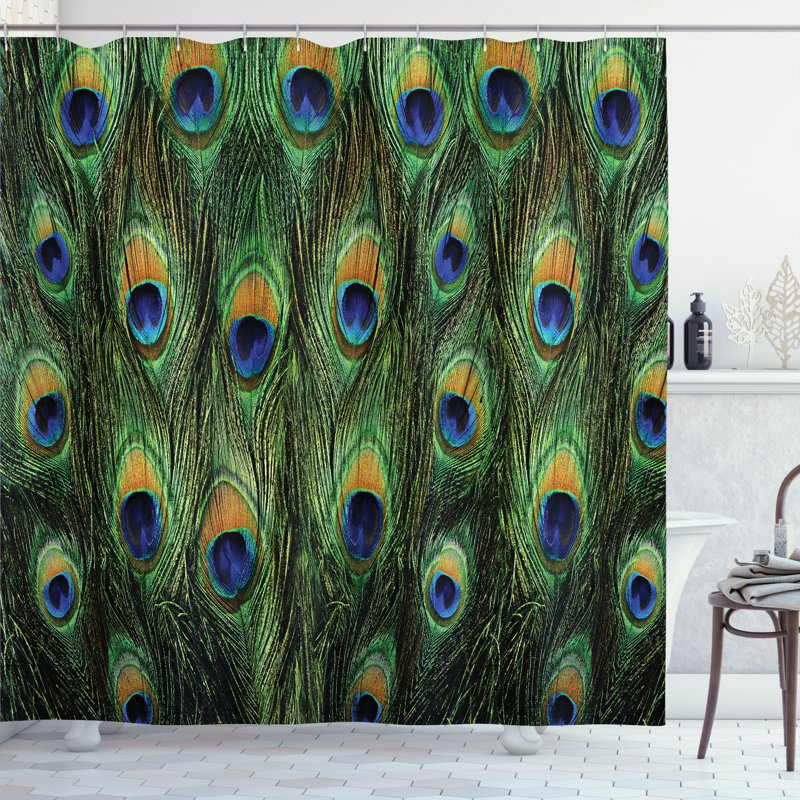 Ensemble de rideau de douche et crochets peacock, H 70 po x l 69 po