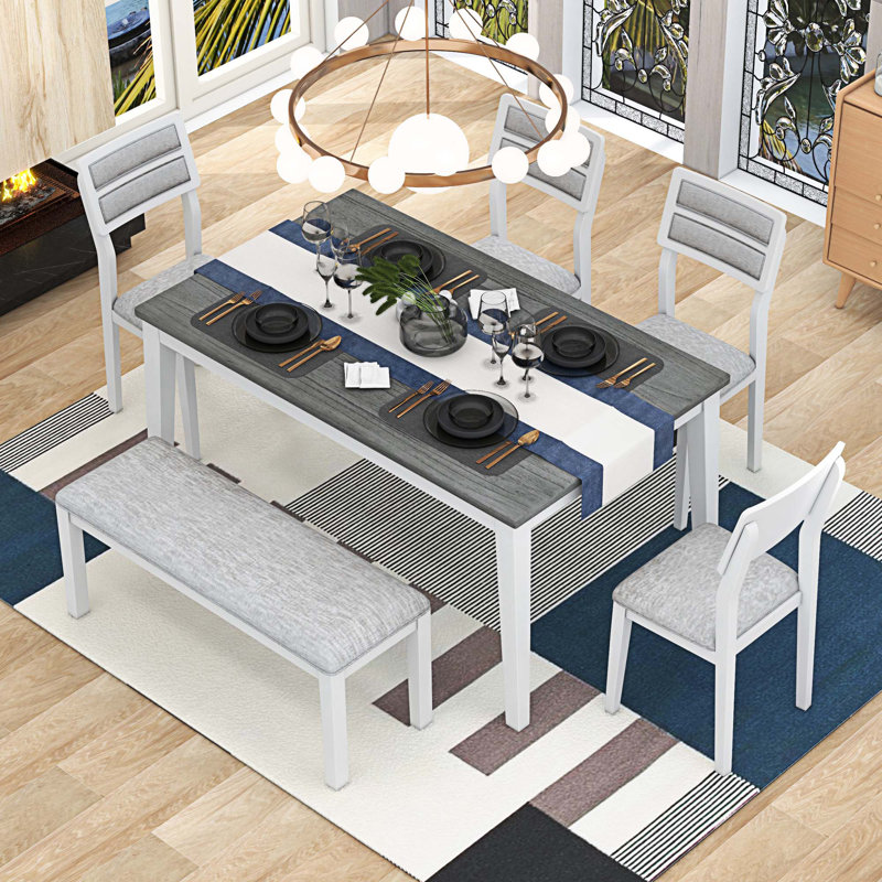 Ensemble repas pour 6 personnes, gris, Espresso, Blanc / gris