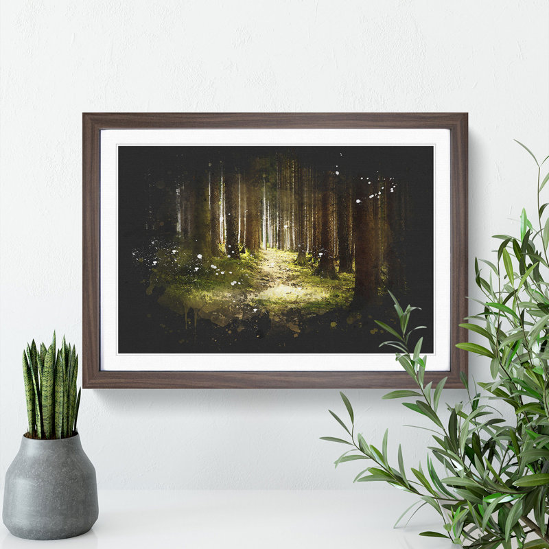 Green Forest Vol.6 - Picture Frame Graphic Art, 65cm H x 90cm W x 2cm D, Walnut Framed