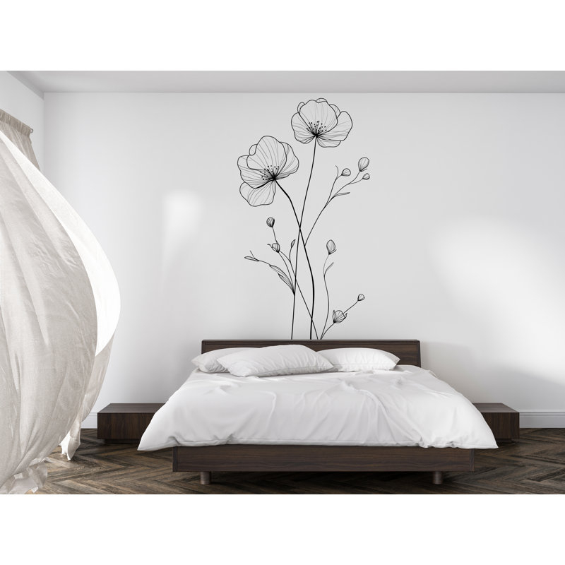 Décalcomanie murale fleur minimaliste, art floral moderne, art mural bohème 006Mv, H 55 po x l 29 po