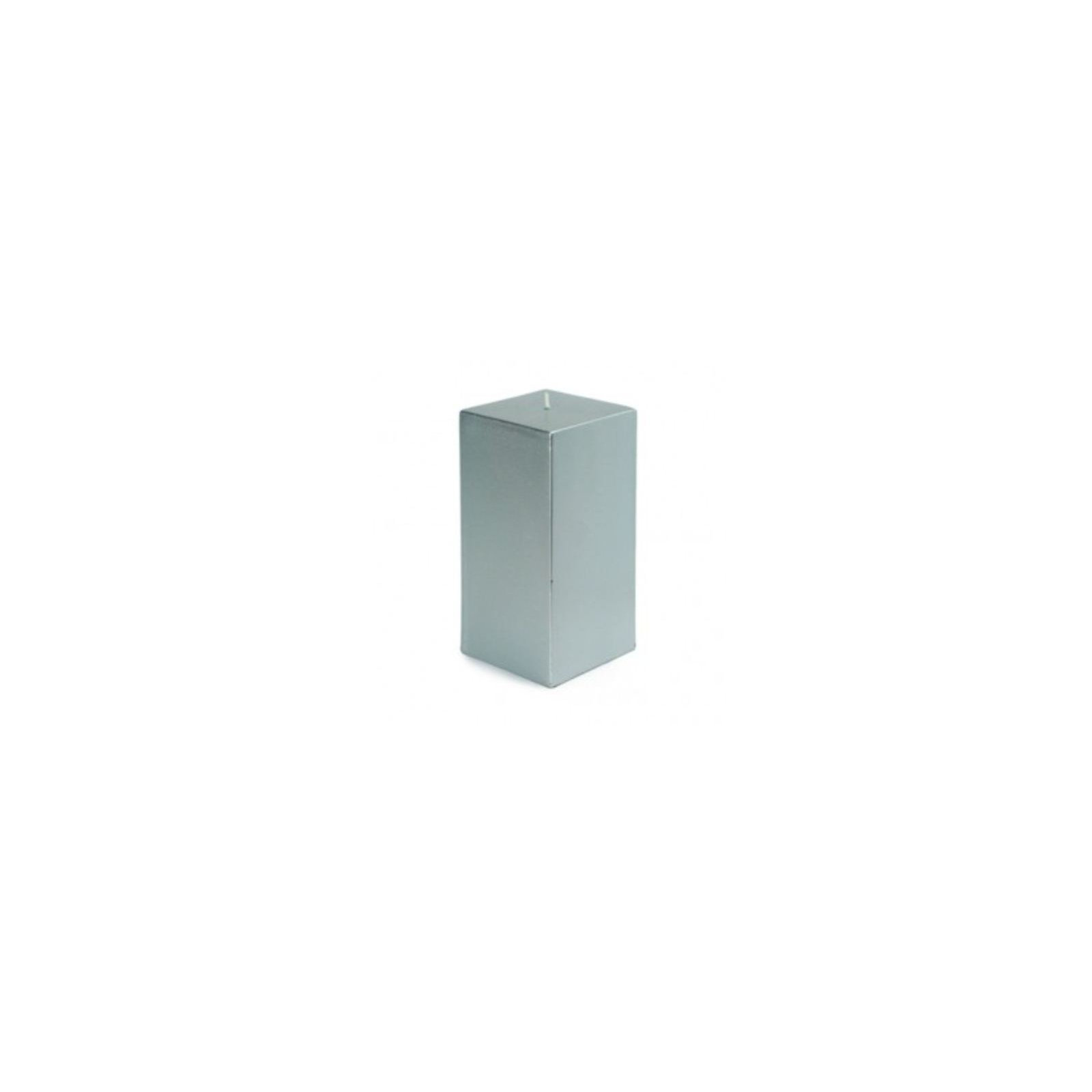 Square Pillar Candle, Metallic Silver, 6" H x 3" W x 3" D, Set of 12